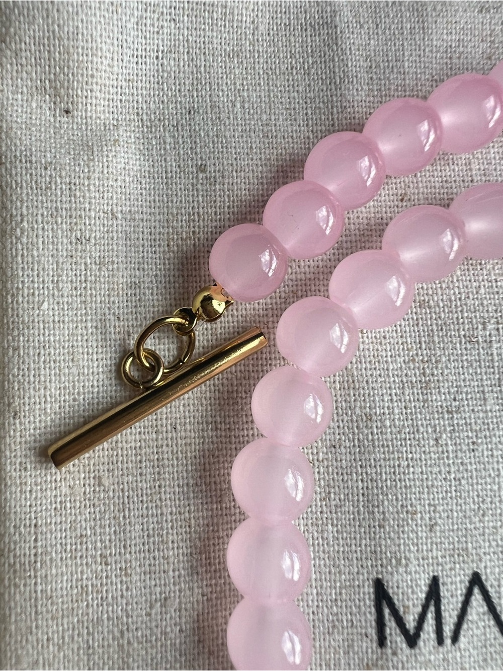 MAYAMAR Pink Glass Beaded Necklace with Gold Fish Pendant NWOT - Picture 6 of 7